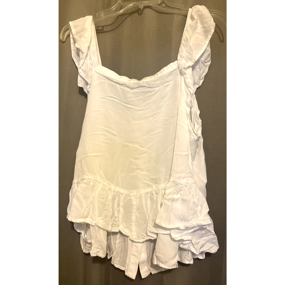 Lucky Brand White Ruffled Women's Top Sz L - Picture 6 of 10